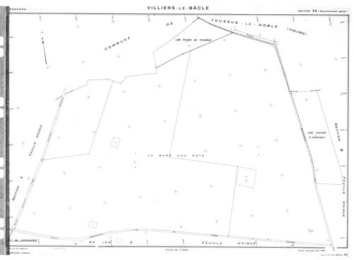 VILLIERS-LE-BACLE. - Cadastre révisé pour 1933 : plan du tableau d'assemblage , plans de la section A les Fonds Toussus, section B les Fonds d'Orsigny, section C le Village 2ème feuille, section E Voisins le Cuit ; cadastre renouvelé pour 1965 : plan de l