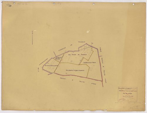 VILLIERS-LE-BACLE. - Plan révisé pour 1933 : plans du tableau d'assemblage, des sections A dite des Fonds Toussus, B dite des Fonds d'Orsigny, C dite du village (feuilles 1-2), D dite du Moulin Neuf, E dite de Voisins-le-Cuit. [7 plans]. 
