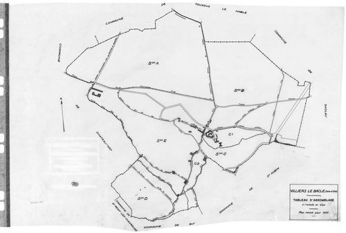 VILLIERS-LE-BACLE. - Cadastre révisé pour 1933 : plan du tableau d'assemblage , plans de la section A les Fonds Toussus, section B les Fonds d'Orsigny, section C le Village 2ème feuille, section E Voisins le Cuit ; cadastre renouvelé pour 1965 : plan de l