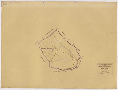VILLIERS-LE-BACLE. - Plan révisé pour 1933 : plans du tableau d'assemblage, des sections A dite des Fonds Toussus, B dite des Fonds d'Orsigny, C dite du village (feuilles 1-2), D dite du Moulin Neuf, E dite de Voisins-le-Cuit. [7 plans]. 