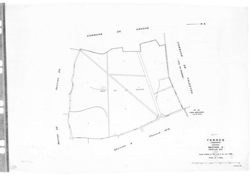 YERRES. - Cadastre de 1810 mis à jour pour 1965 : plan du tableau d'assemblage, plans de la section A 1ère feuille, idem 2ème feuille, section B ; cadastre renouvelé pour 1965 : plans de la section AK, section AL, section AM, section AN, section AO, secti