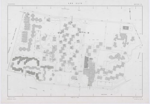 ULIS (LES), plans minutes de conservation : tableau d'assemblage,1987, Ech. 1/10000 ; plans des sections BE, BH, BI, BK, BL, BM, BP, BS, 1986, Ech. 1/1000, sections BN, BO, BR, 1986, Ech. 1/2000. Polyester. N et B. Dim. 105 x 80 cm [12 plans]. 