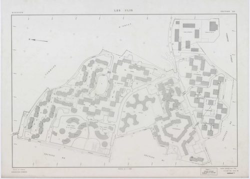 ULIS (LES), plans minutes de conservation : tableau d'assemblage,1987, Ech. 1/10000 ; plans des sections BE, BH, BI, BK, BL, BM, BP, BS, 1986, Ech. 1/1000, sections BN, BO, BR, 1986, Ech. 1/2000. Polyester. N et B. Dim. 105 x 80 cm [12 plans]. 