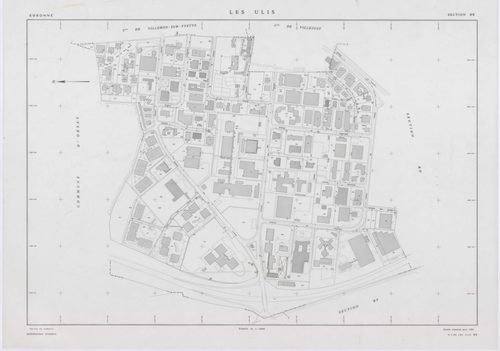 ULIS (LES), plans minutes de conservation : tableau d'assemblage,1987, Ech. 1/10000 ; plans des sections BE, BH, BI, BK, BL, BM, BP, BS, 1986, Ech. 1/1000, sections BN, BO, BR, 1986, Ech. 1/2000. Polyester. N et B. Dim. 105 x 80 cm [12 plans]. 